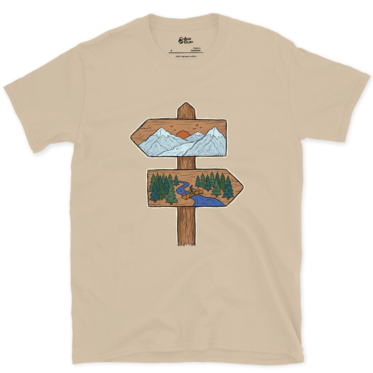 Ridge One Way, Valley the Other design on a Sand Gildan Softstyle t-shirt