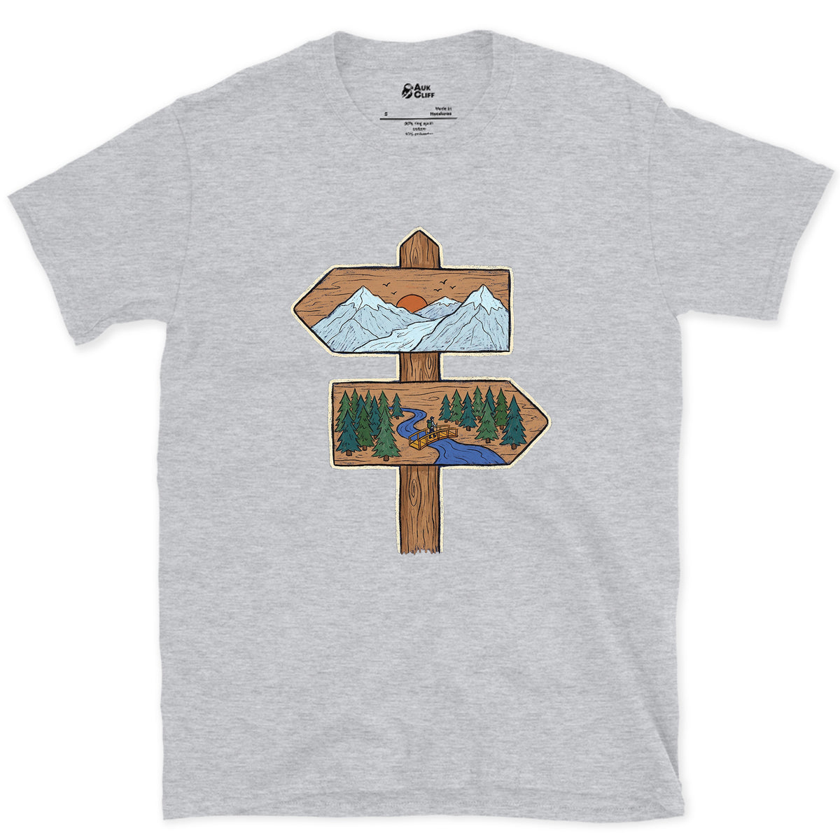 Ridge One Way, Valley the Other design on a Sport Grey Gildan Softstyle t-shirt