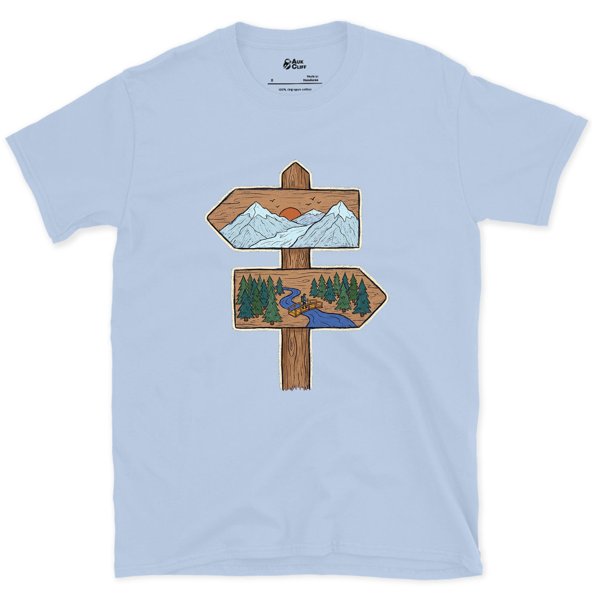 Ridge One Way, Valley the Other design on a Light Blue Gildan Softstyle t-shirt