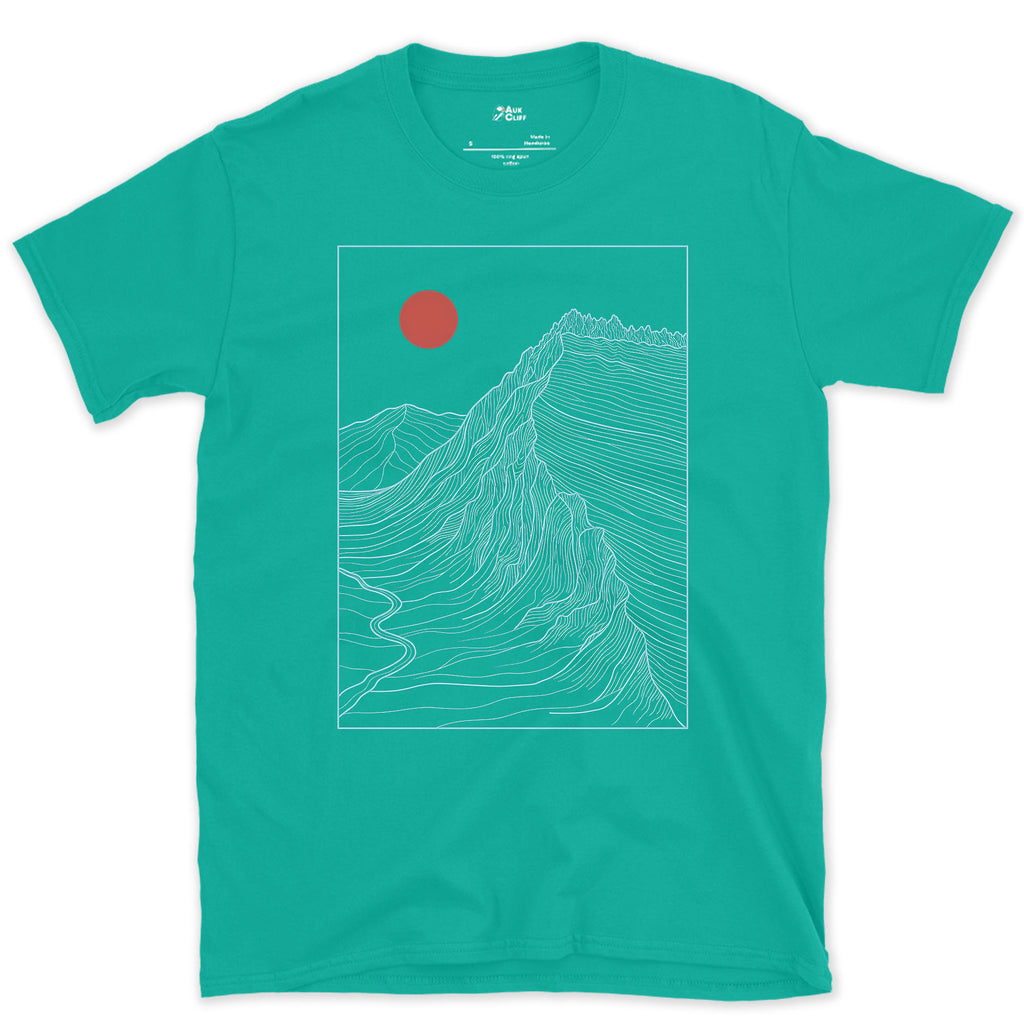 One Ridge, Traced Like a Map design on a Jade Dome Gildan Softstyle t-shirt