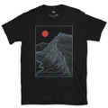 One Ridge, Traced Like a Map design on a Black Gildan Softstyle t-shirt