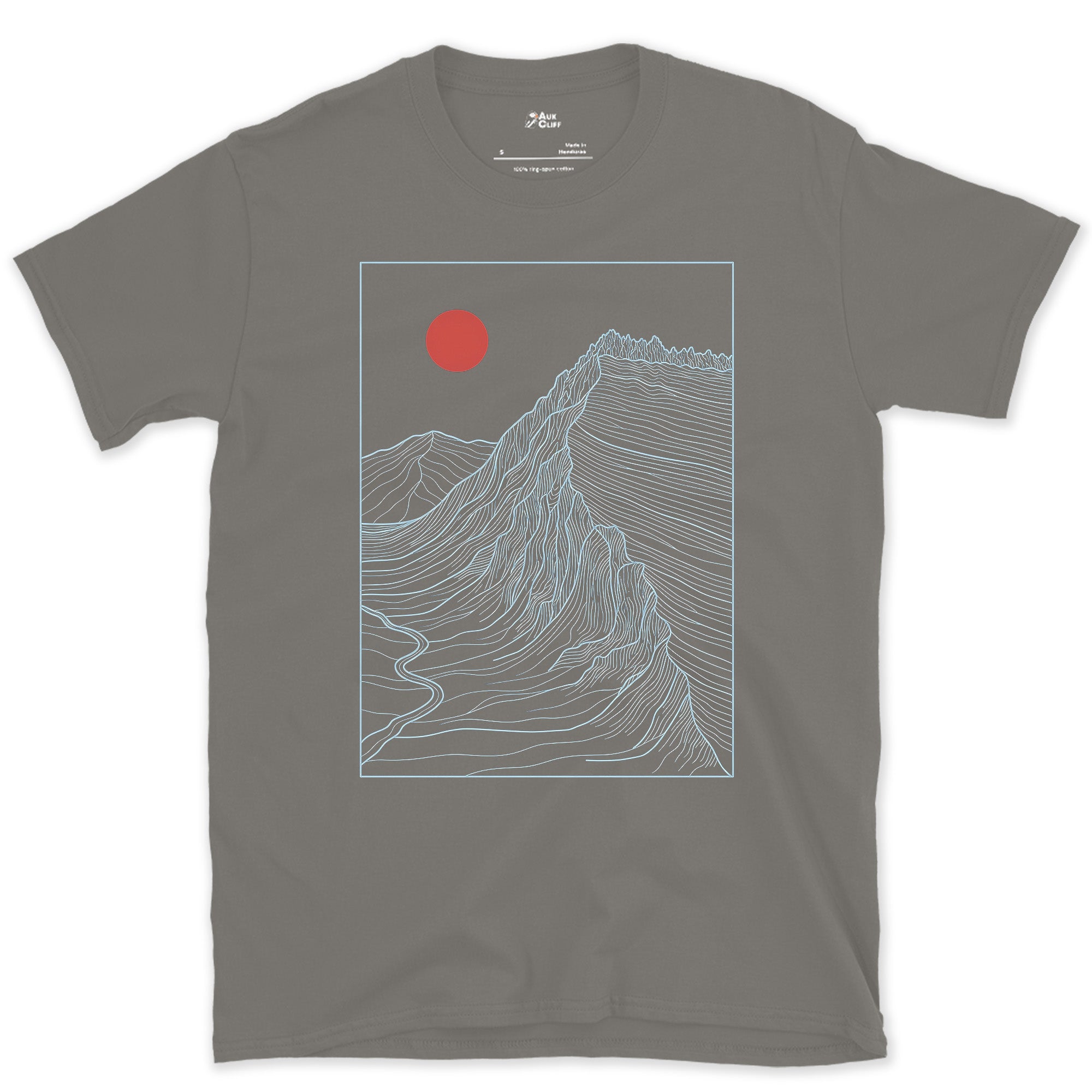 One Ridge, Traced Like a Map design on a Charcoal Gildan Softstyle t-shirt