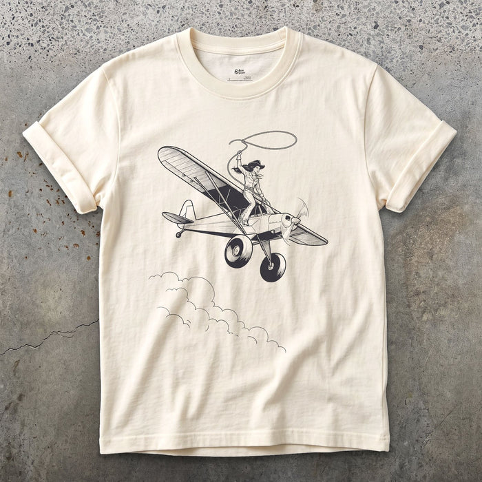 Riding the Wing design on a Natural Gildan Softstyle t-shirt