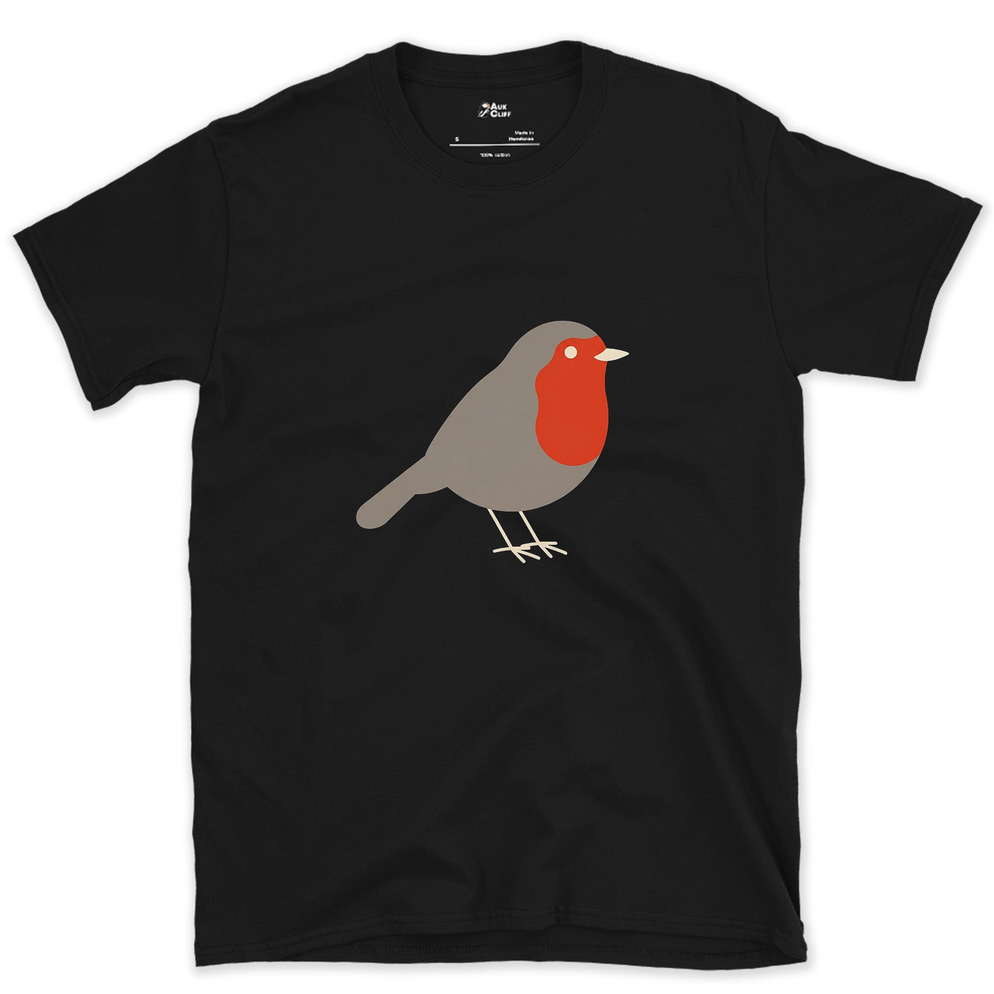 A Robin Reduced to Its Simplest Shape design on a Black Gildan Softstyle t-shirt