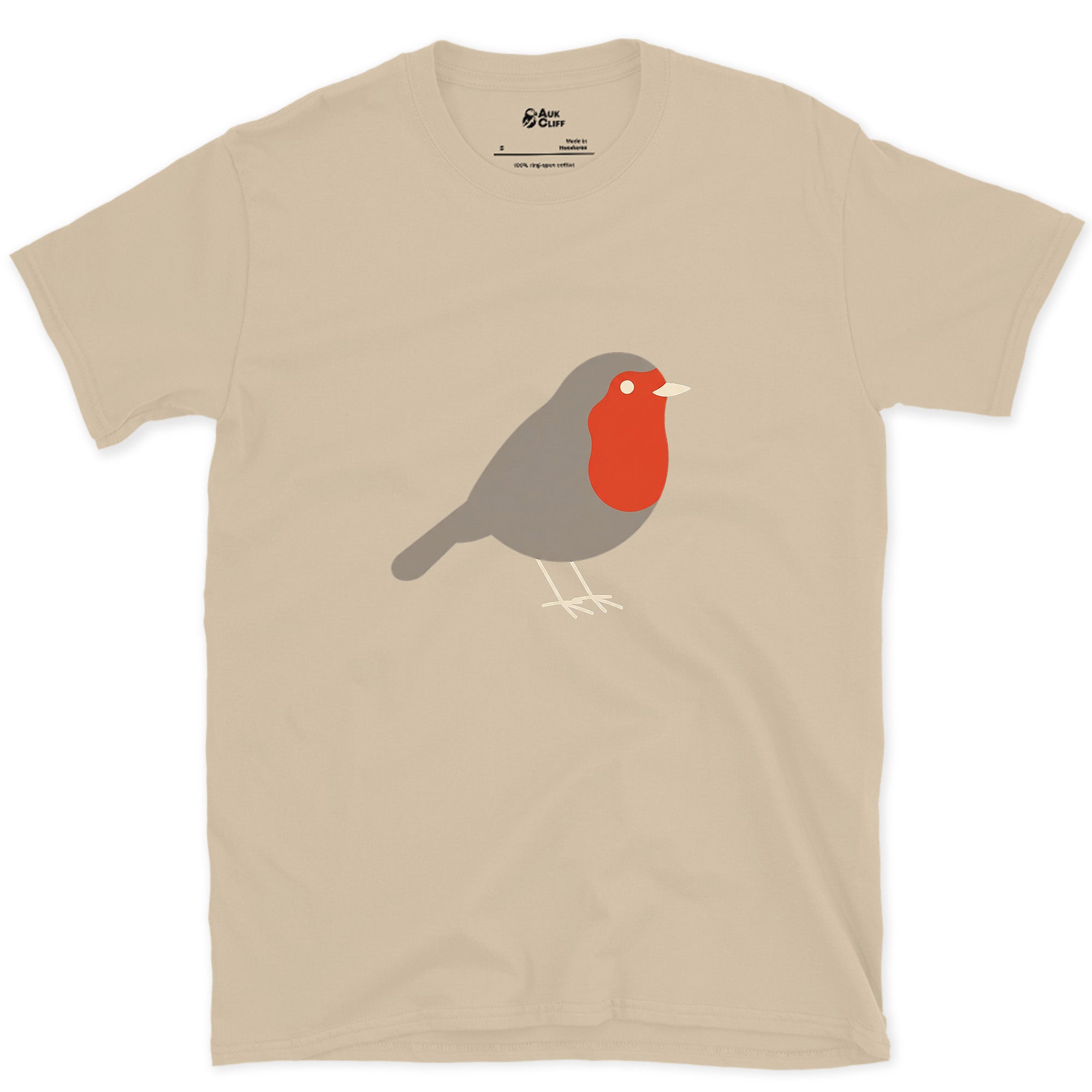 A Robin Reduced to Its Simplest Shape design on a Sand Gildan Softstyle t-shirt