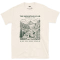 Rock Snow Weather Patience, Mountain Tent and Campfire design on a Natural Gildan Softstyle t-shirt