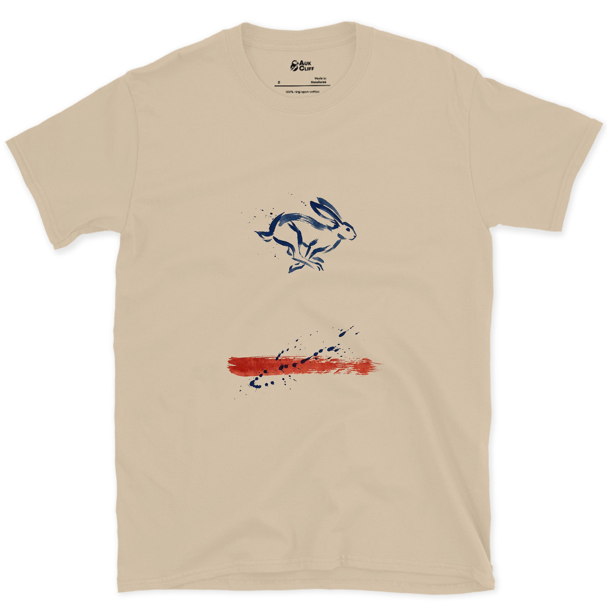 Hare Anchored to a Place, Never Named design on a Sand Gildan Softstyle t-shirt