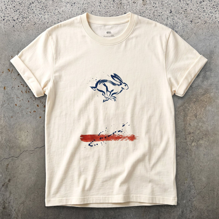 Hare Anchored to a Place, Never Named design on a Natural Gildan Softstyle t-shirt
