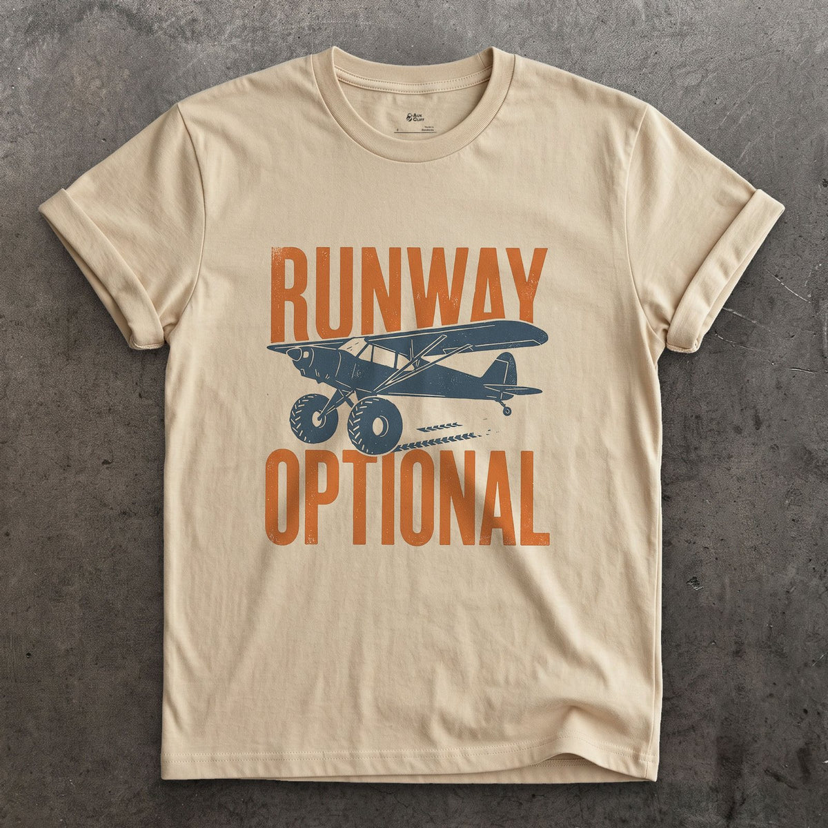 Runway Optional design on a Sand Gildan Softstyle t-shirt