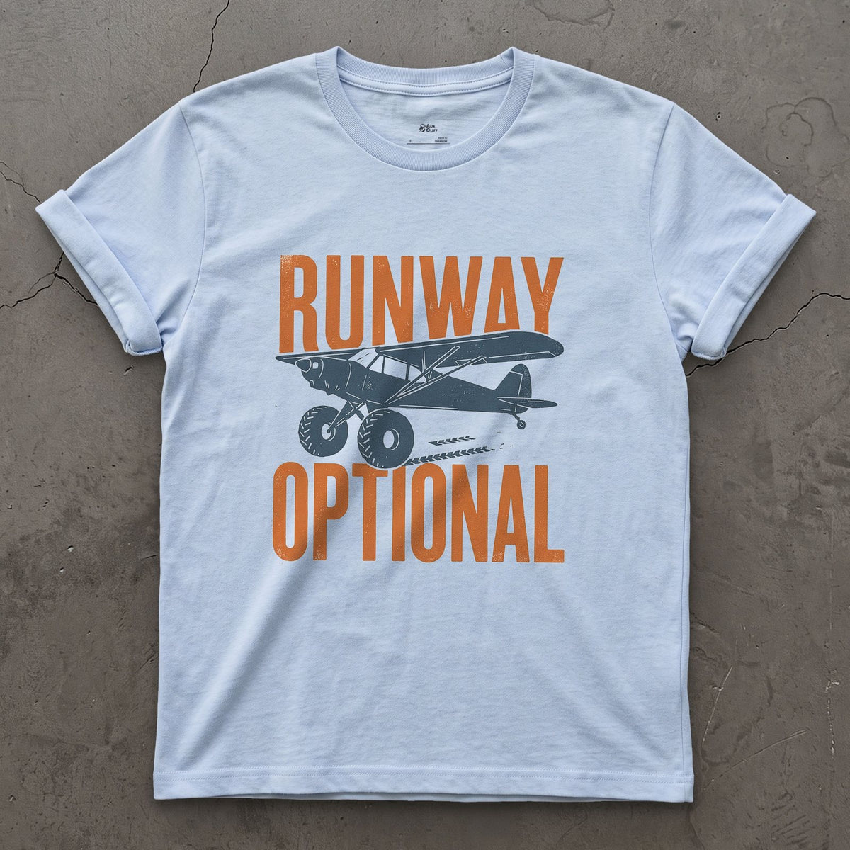 Runway Optional design on a Light Blue Gildan Softstyle t-shirt