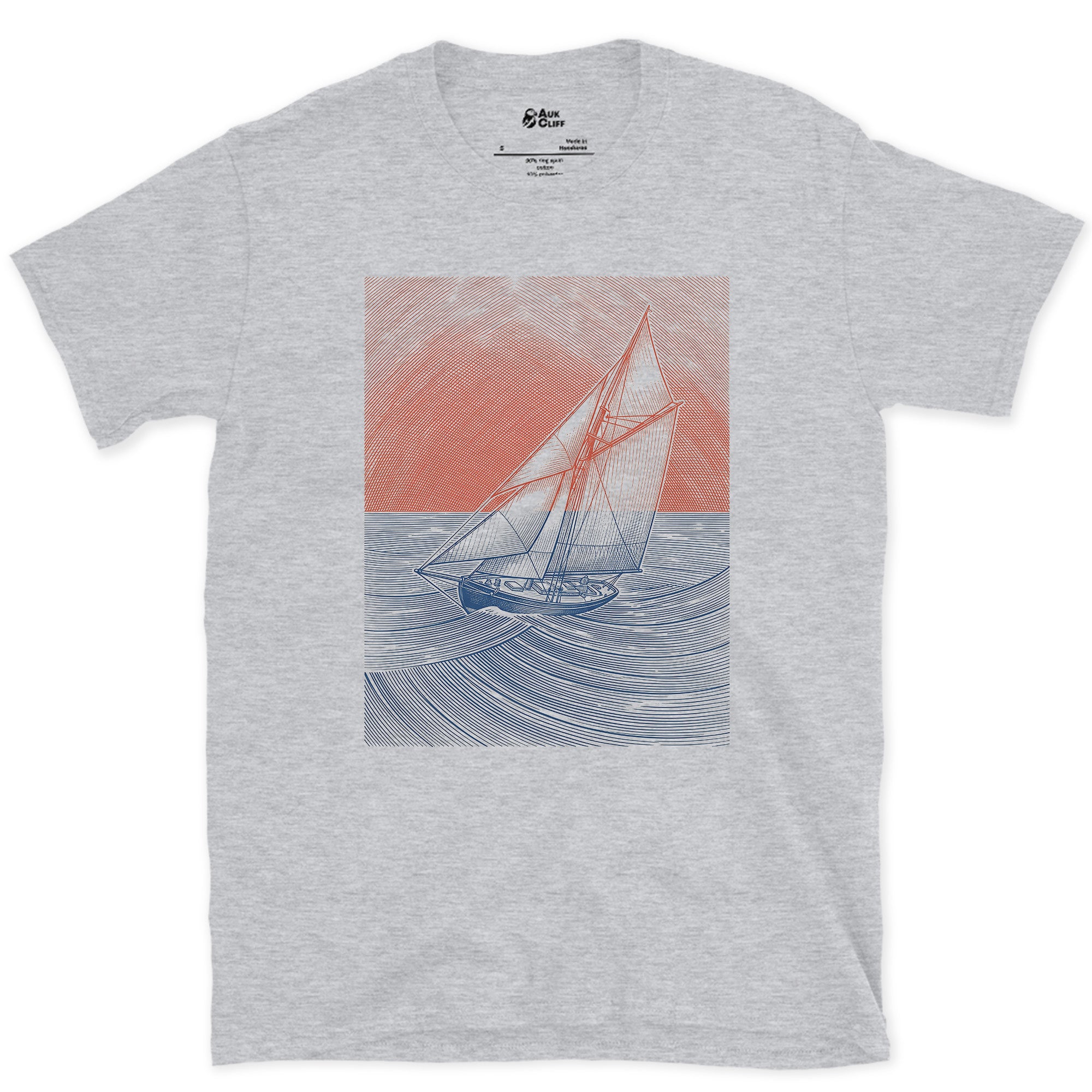 The Quiet a Sailor Gets at Sunset design on a Sport Grey Gildan Softstyle t-shirt