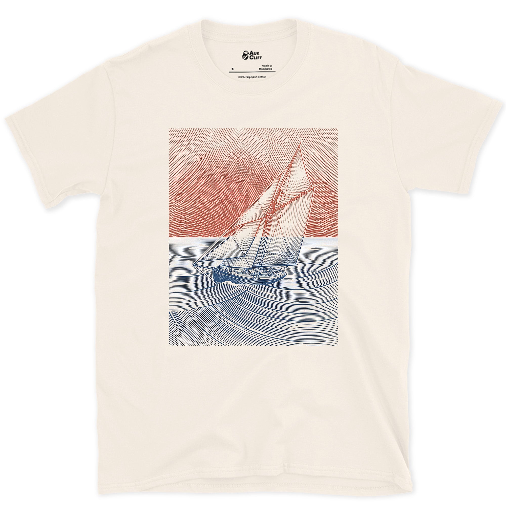 The Quiet a Sailor Gets at Sunset design on a Natural Gildan Softstyle t-shirt