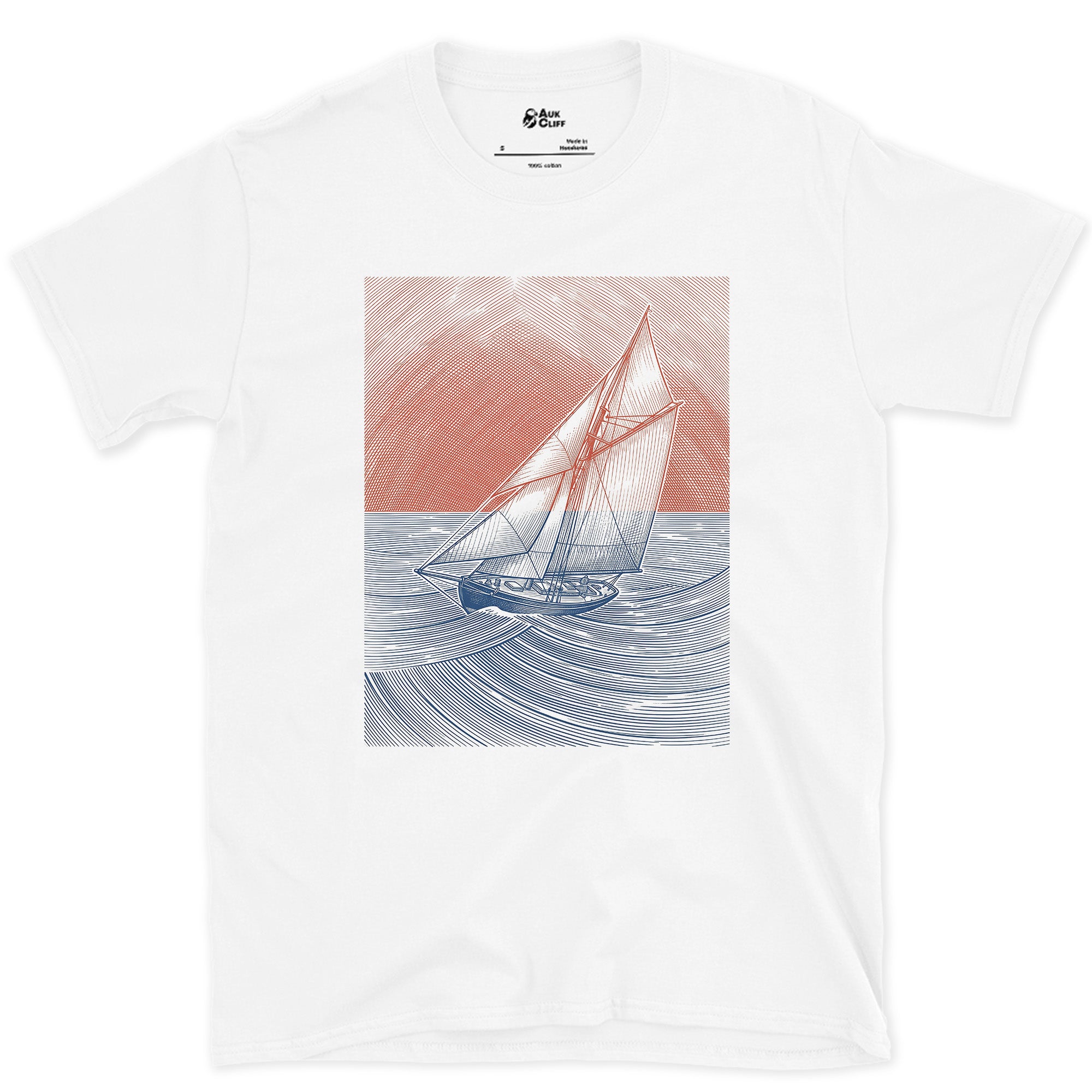 The Quiet a Sailor Gets at Sunset design on a White Gildan Softstyle t-shirt