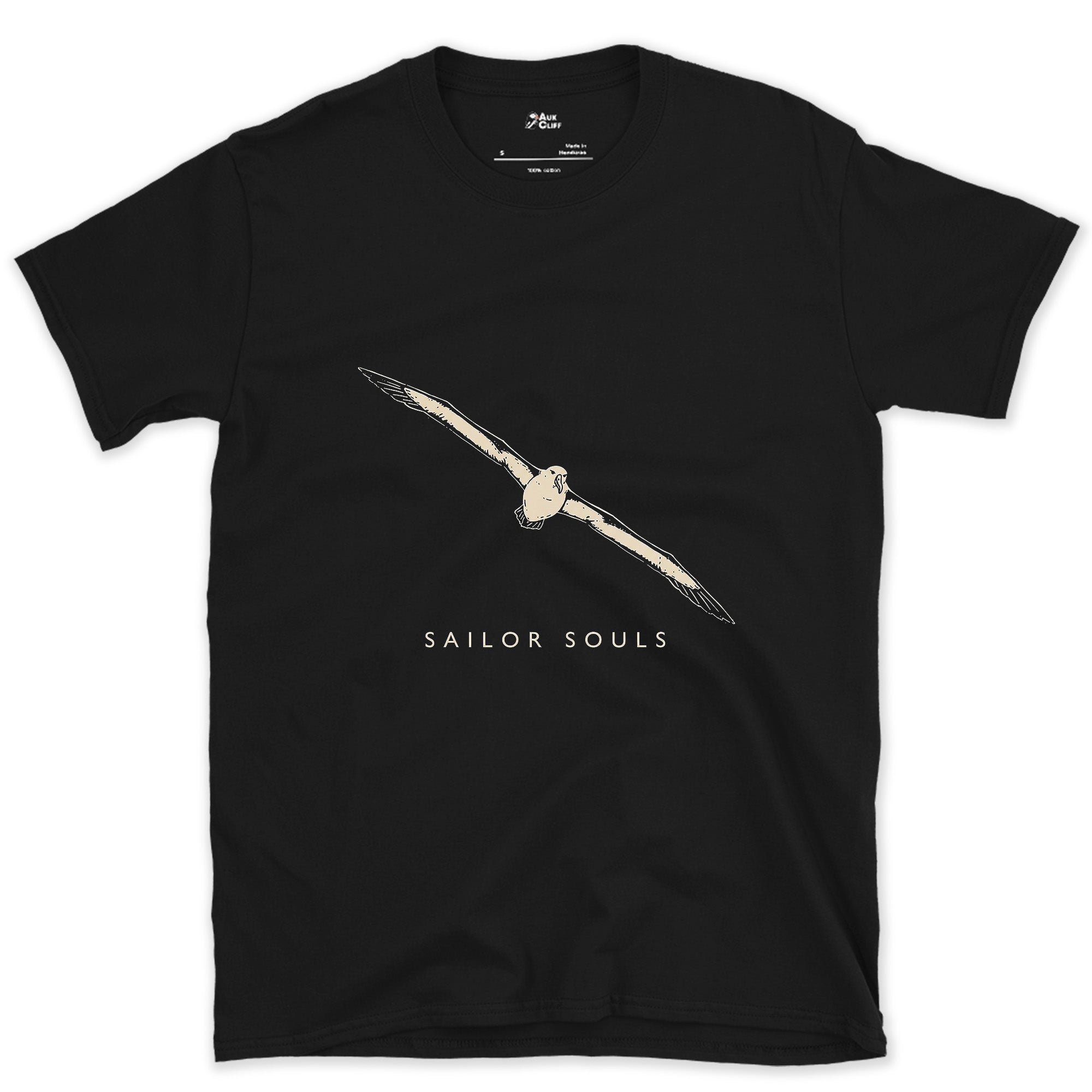 Sailor Souls, Soaring Albatross design on a Black Gildan Softstyle t-shirt