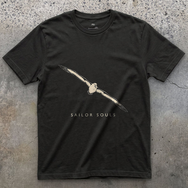 Sailor Souls, Soaring Albatross design on a Black Gildan Softstyle t-shirt