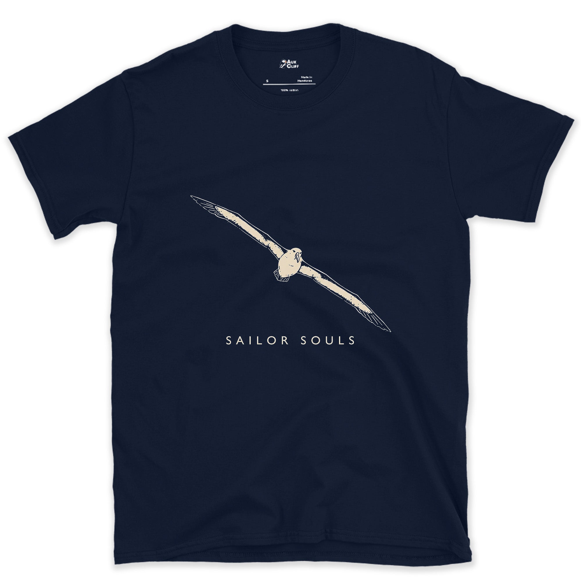 Sailor Souls, Soaring Albatross design on a Navy Gildan Softstyle t-shirt