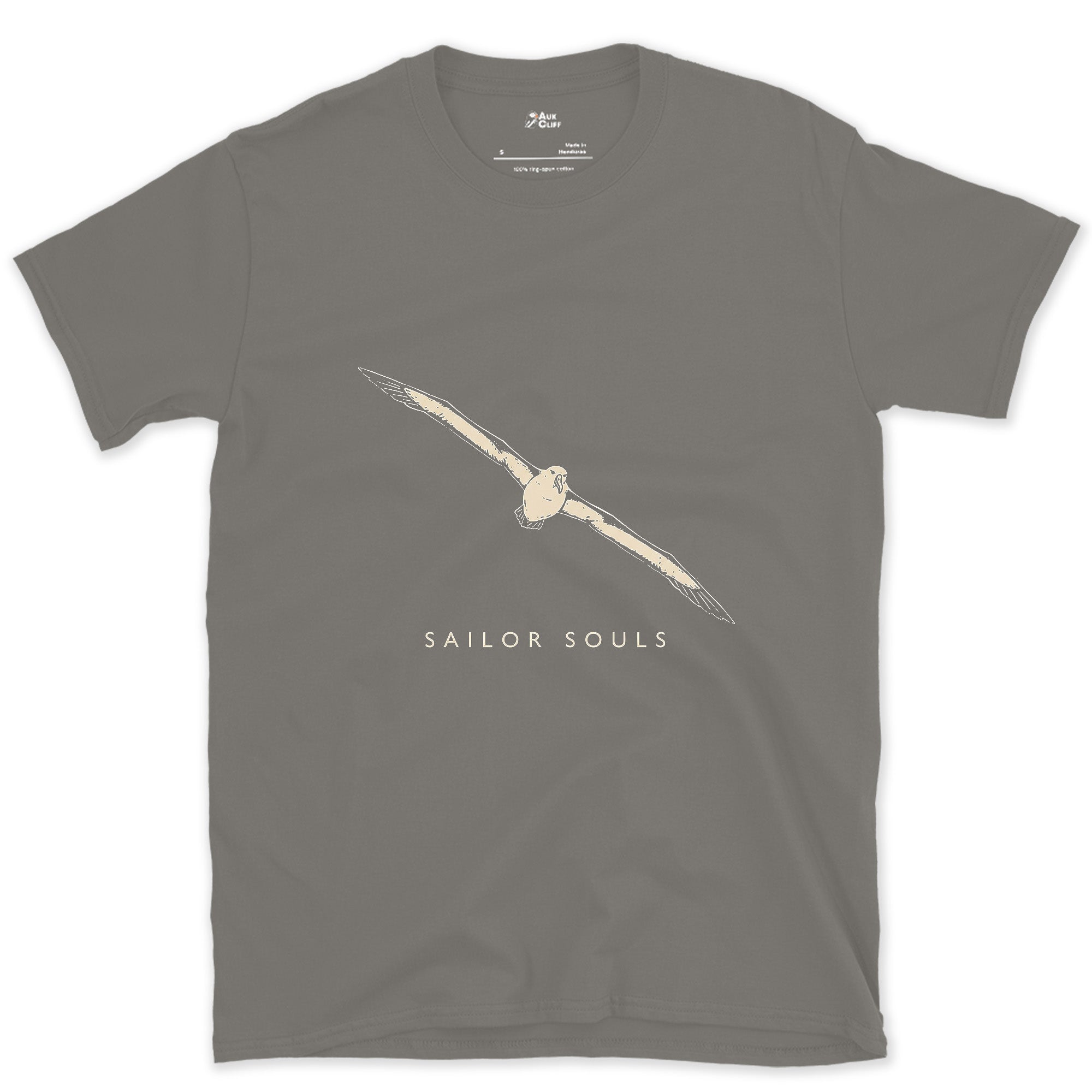 Sailor Souls, Soaring Albatross design on a Charcoal Gildan Softstyle t-shirt