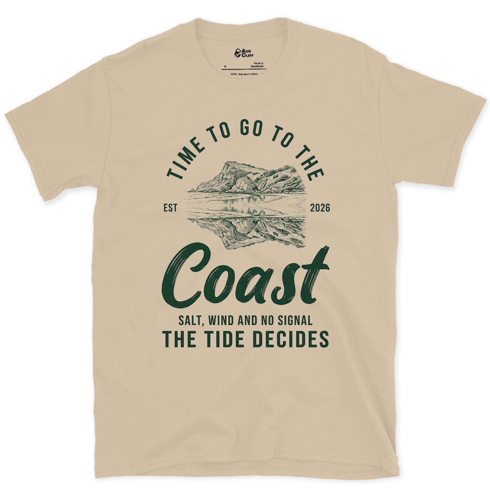 Time to Go to the Coast design on a Sand Gildan Softstyle t-shirt