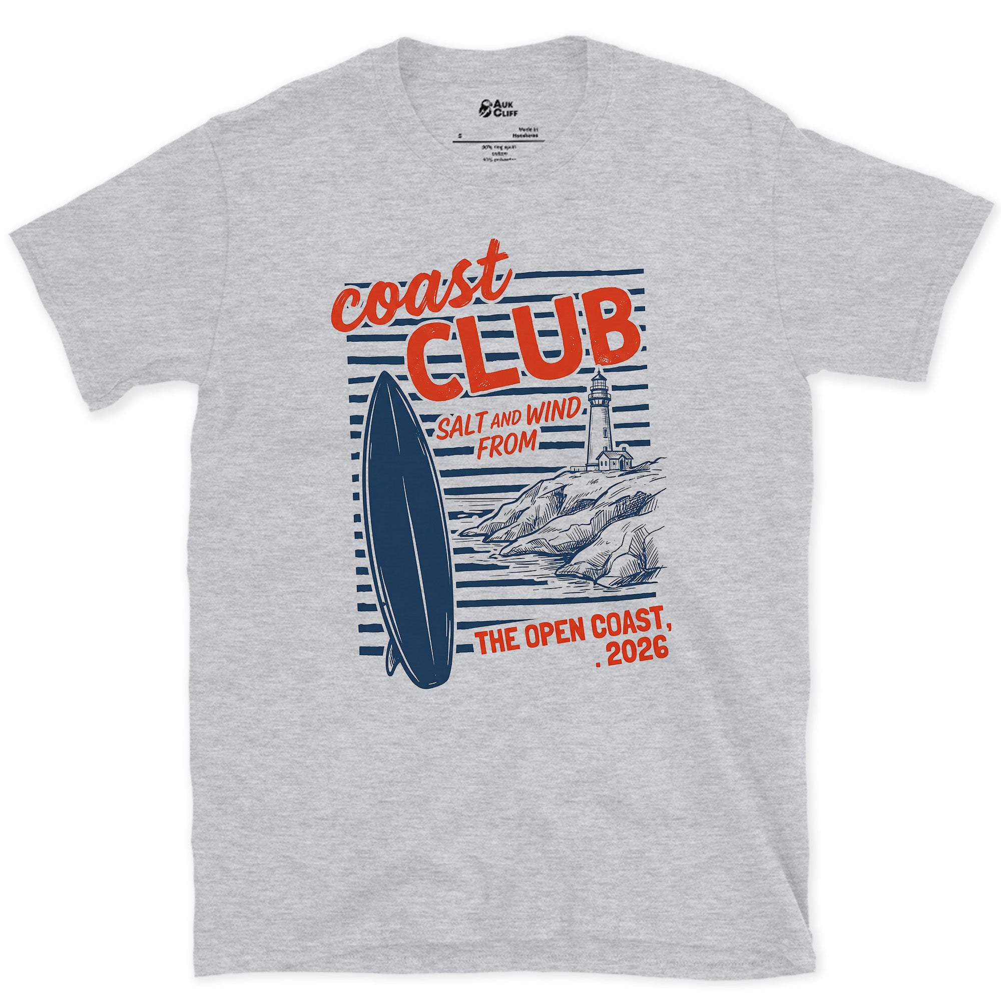 Salt and Wind From the Open Coast design on a Sport Grey Gildan Softstyle t-shirt