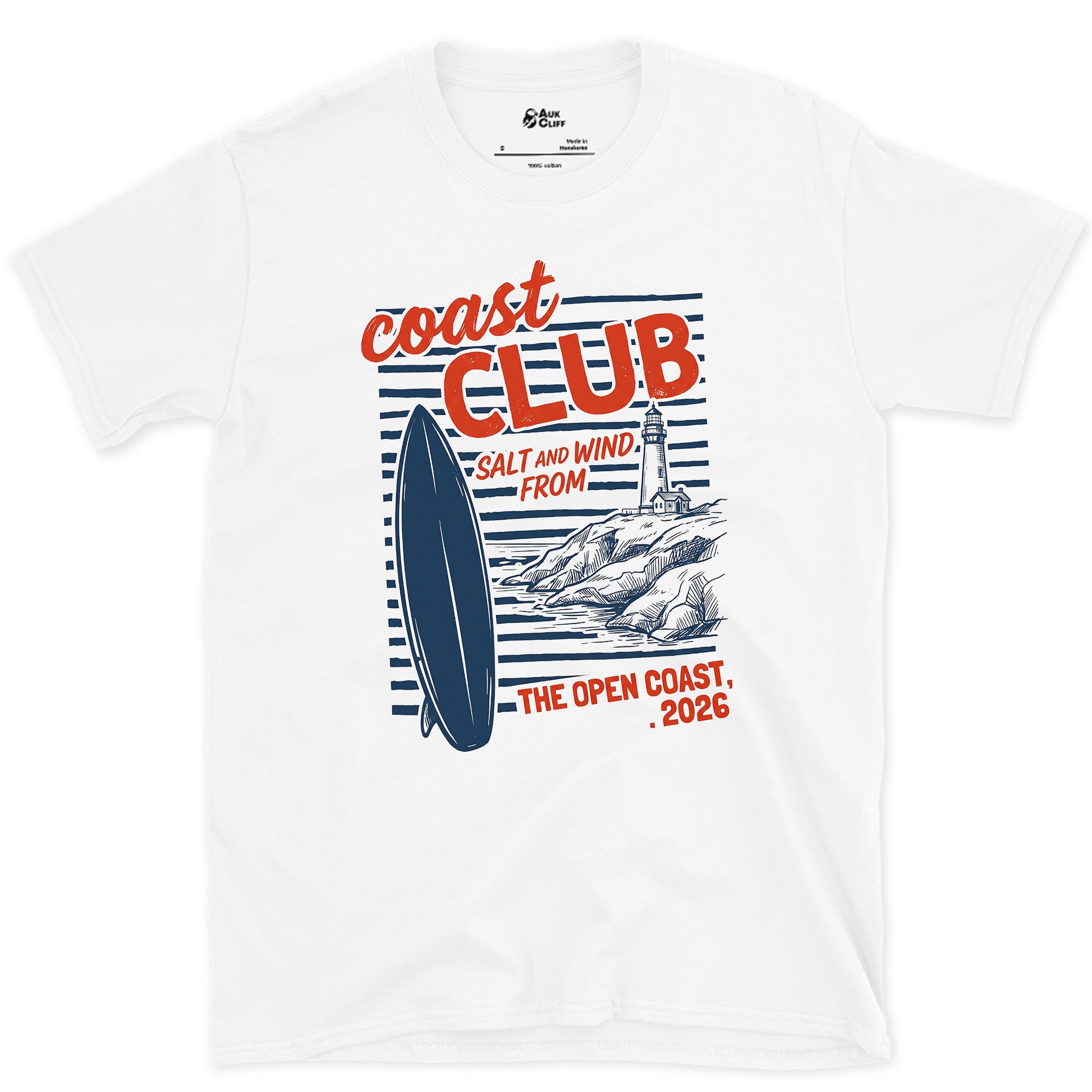 Salt and Wind From the Open Coast design on a White Gildan Softstyle t-shirt