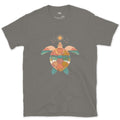 Sunset Beach Tucked Inside a Turtle Shell design on a Charcoal Gildan Softstyle t-shirt