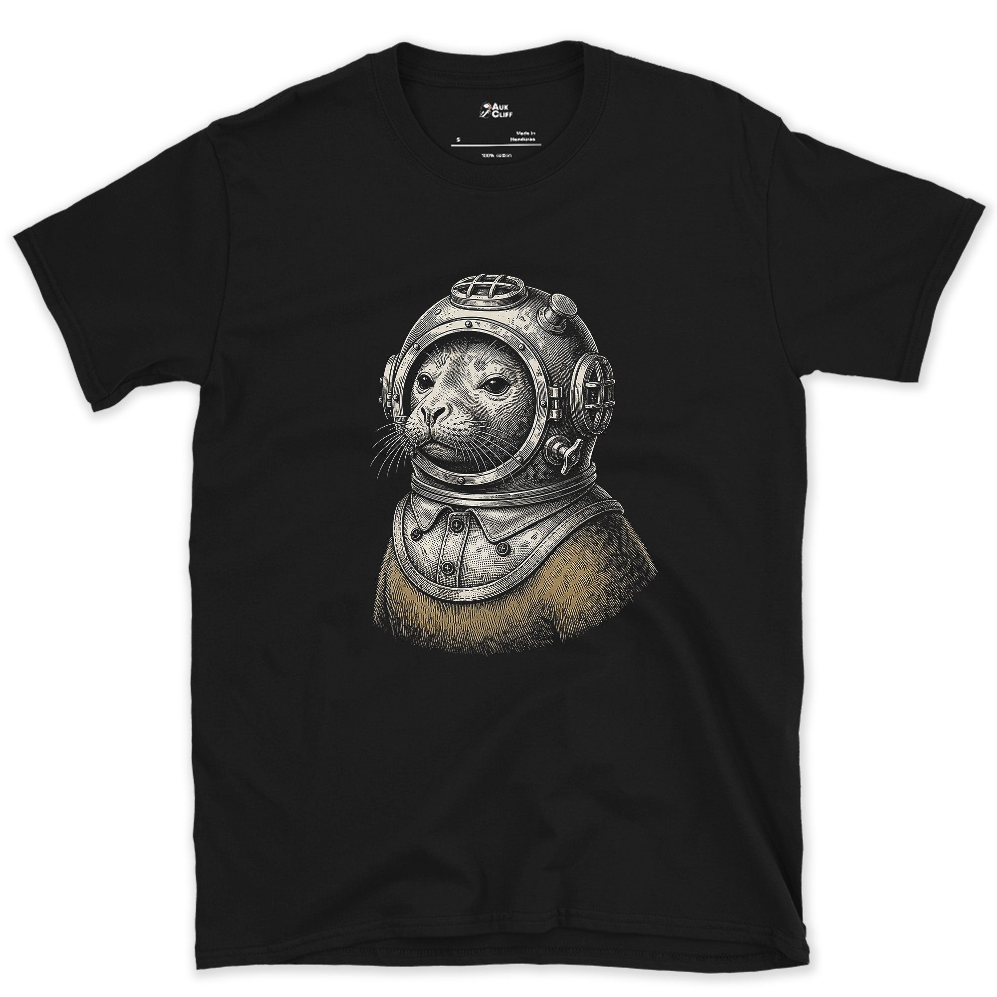 Seal in Full Expedition Dress design on a Black Gildan Softstyle t-shirt