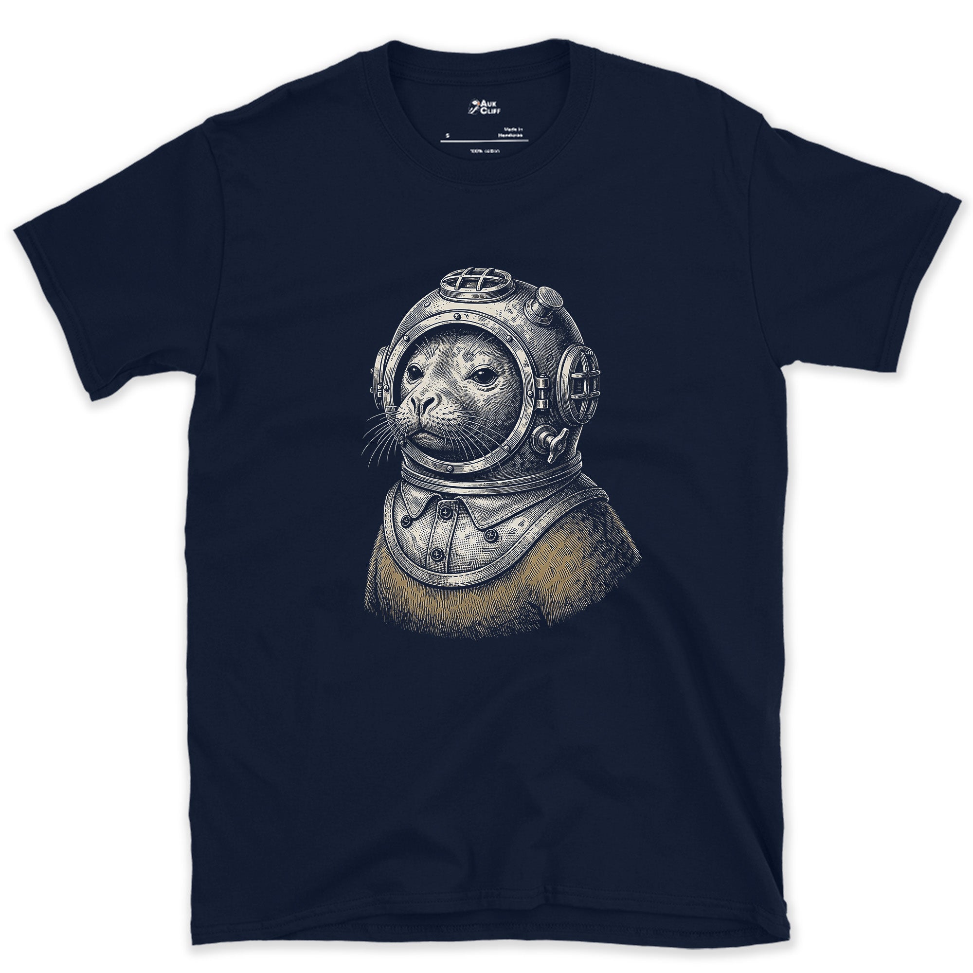 Seal in Full Expedition Dress design on a Navy Gildan Softstyle t-shirt