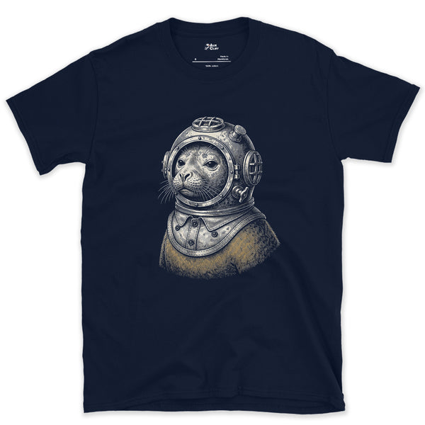 Seal in Full Expedition Dress design on a Navy Gildan Softstyle t-shirt