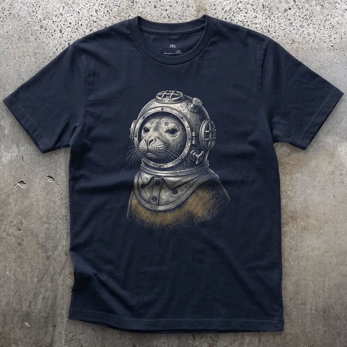 Seal in Full Expedition Dress design on a Navy Gildan Softstyle t-shirt