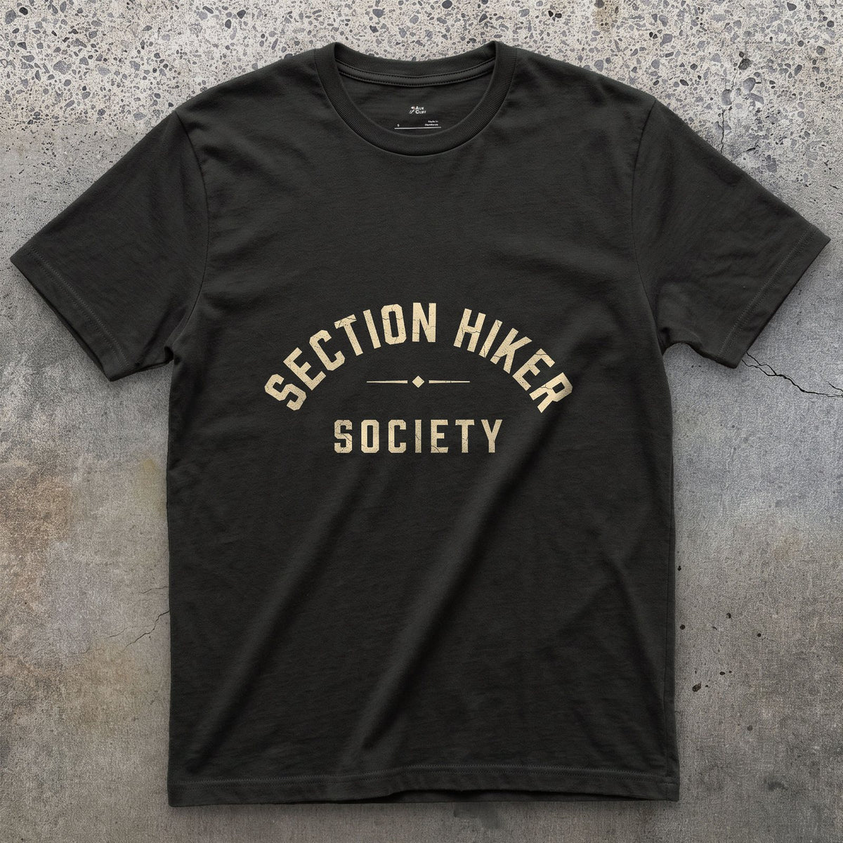 Section Hiker Society, One Trip at a Time design on a Black Gildan Softstyle t-shirt