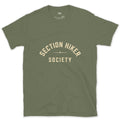 Section Hiker Society, One Trip at a Time design on a Military Green Gildan Softstyle t-shirt