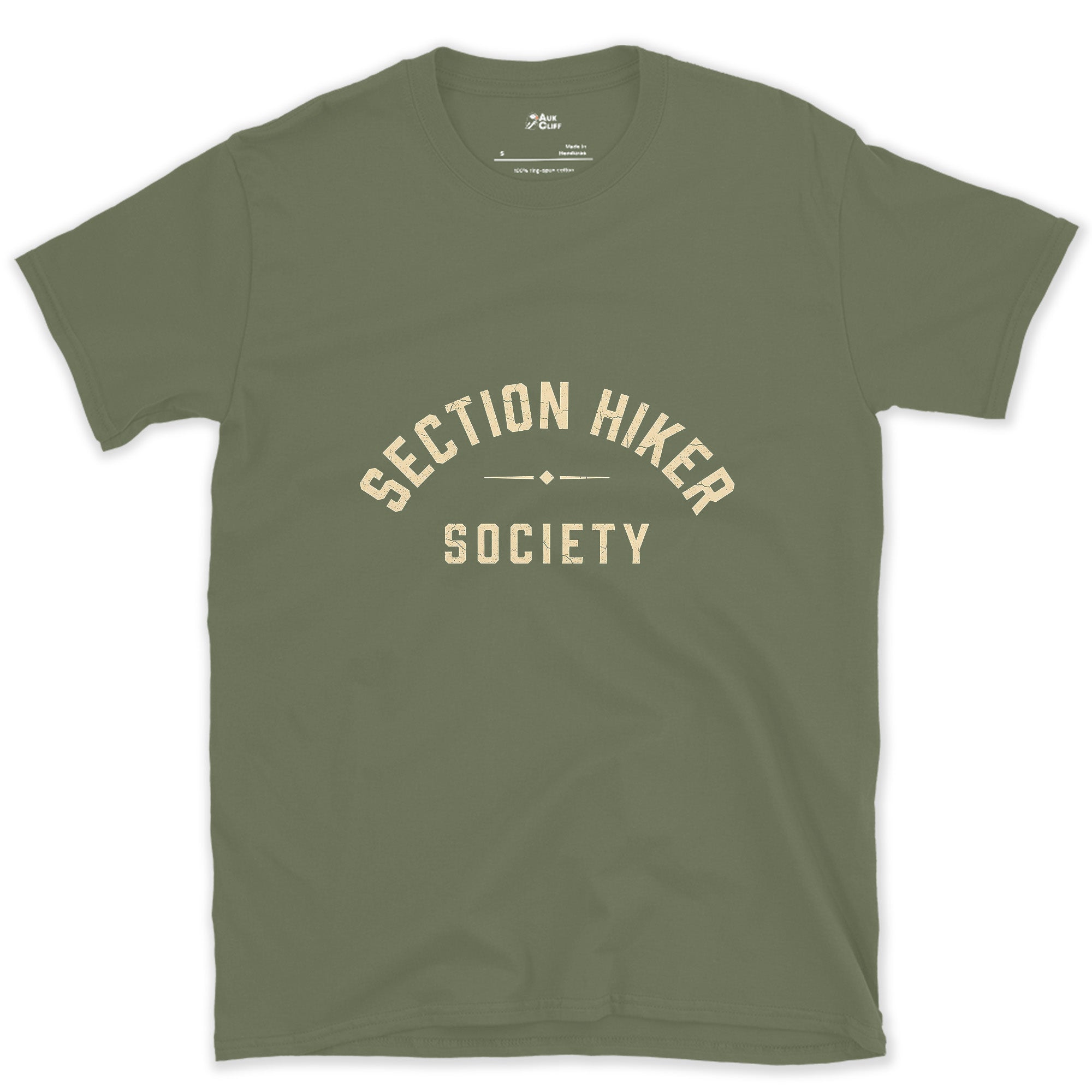 Section Hiker Society, One Trip at a Time design on a Military Green Gildan Softstyle t-shirt