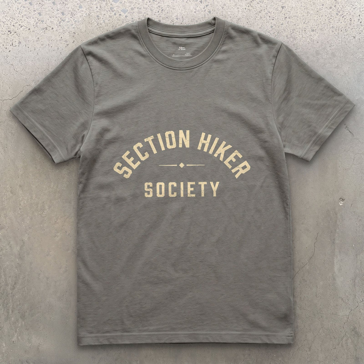 Section Hiker Society, One Trip at a Time design on a Charcoal Gildan Softstyle t-shirt