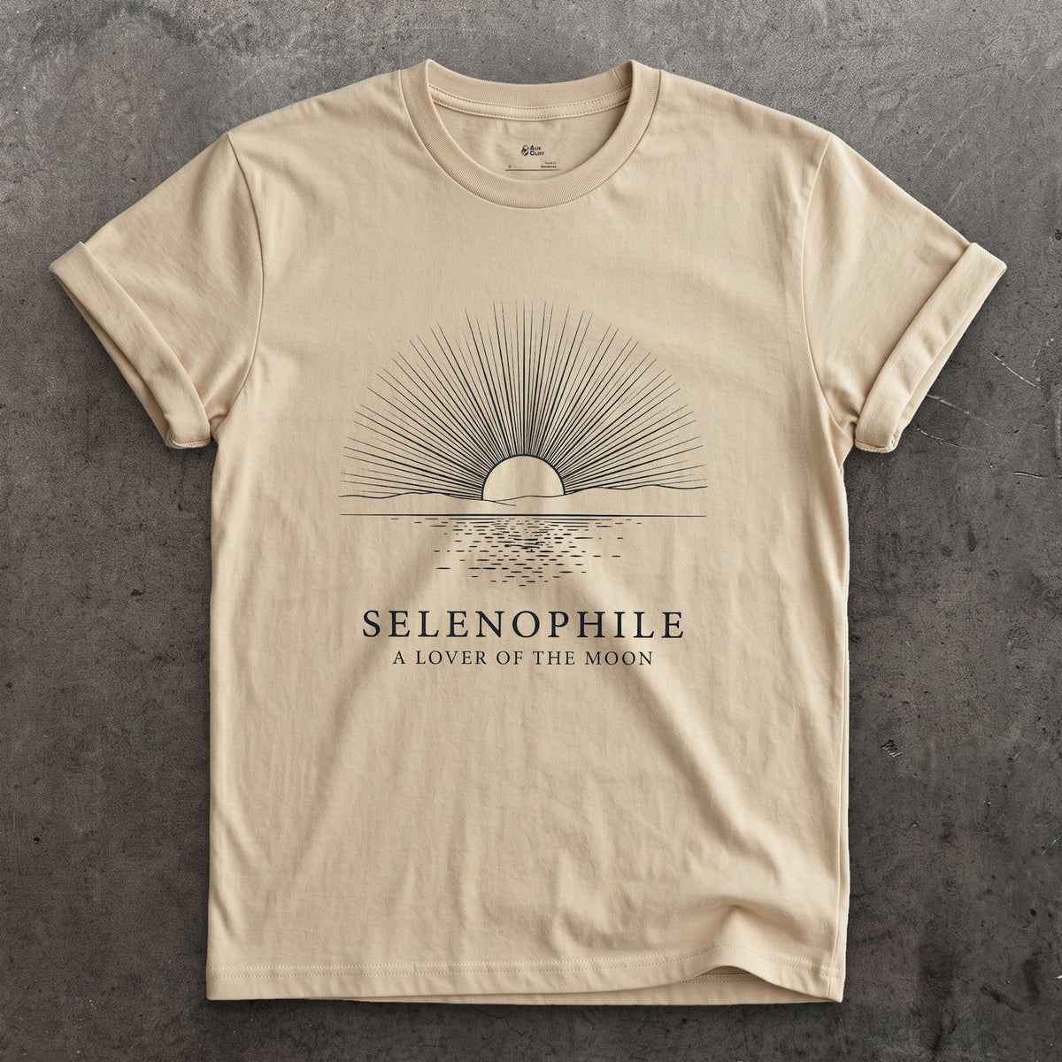Selenophile, a Lover of the Moon design on a Sand Gildan Softstyle t-shirt