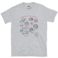Shells of the Shore, Thirteen Specimens design on a Sport Grey Gildan Softstyle t-shirt
