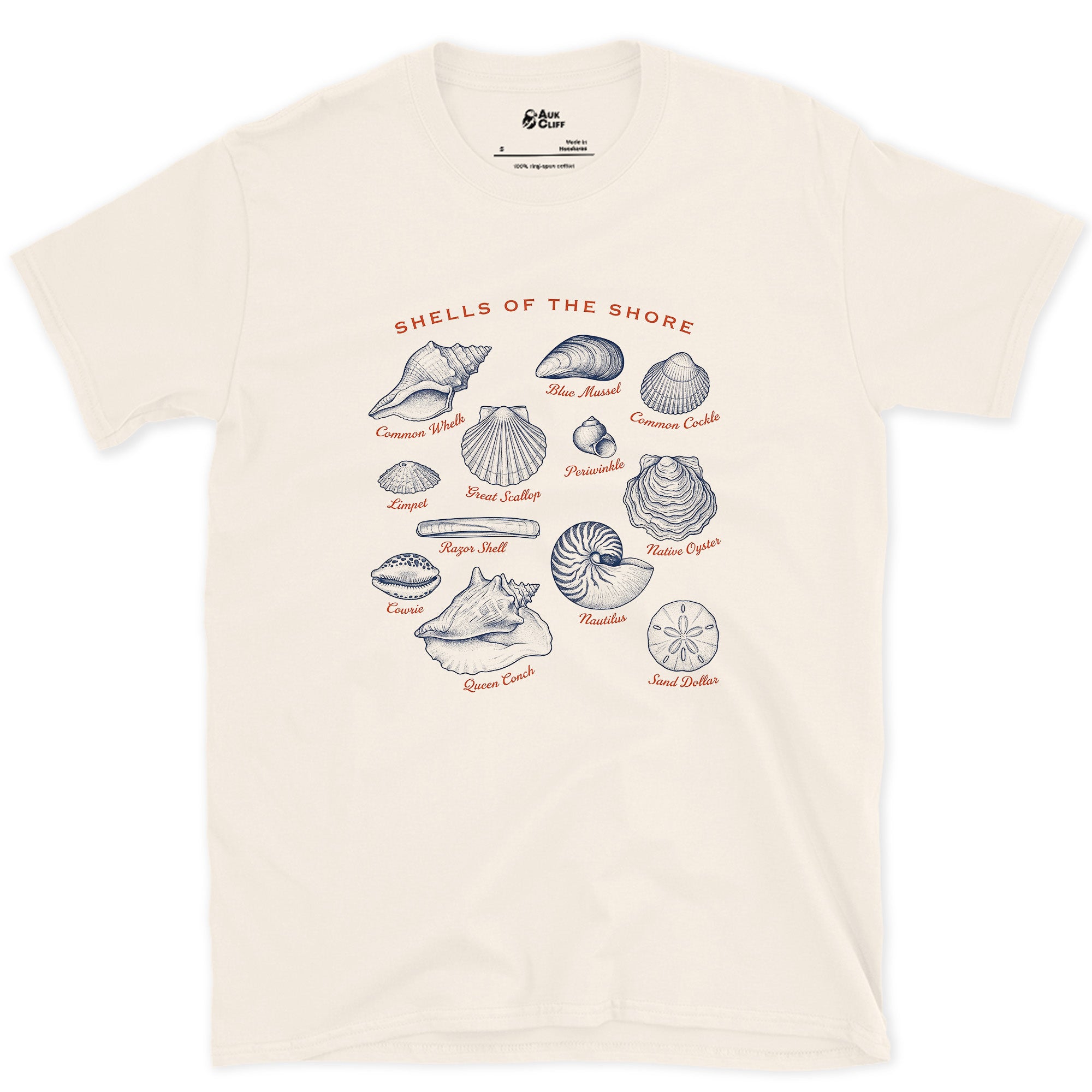 Shells of the Shore, Thirteen Specimens design on a Natural Gildan Softstyle t-shirt