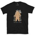 Shoulder Season, Bear and Puffin design on a Black Gildan Softstyle t-shirt