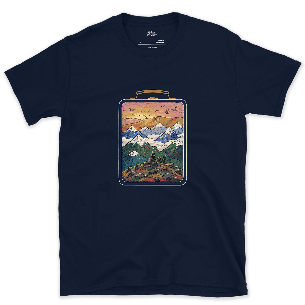 Sign the Summit Register design on a Navy Gildan Softstyle t-shirt