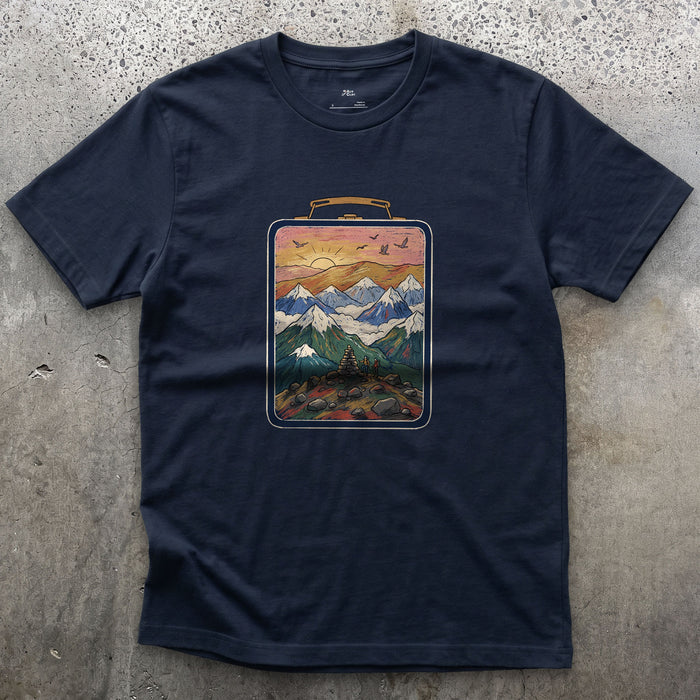 Sign the Summit Register design on a Navy Gildan Softstyle t-shirt