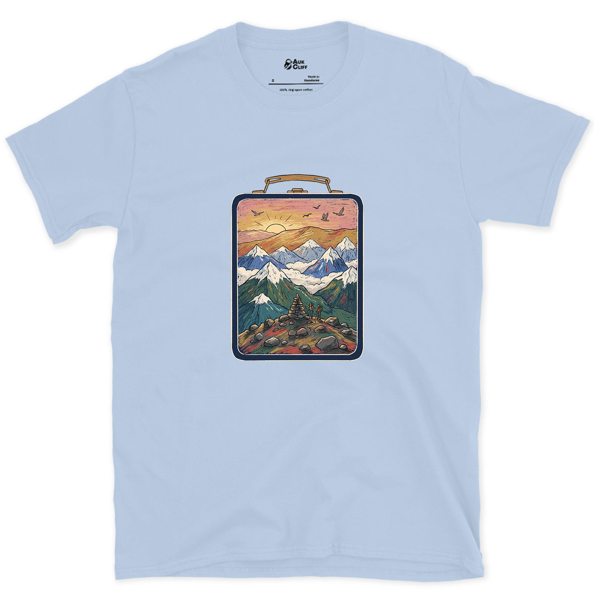 Sign the Summit Register design on a Light Blue Gildan Softstyle t-shirt