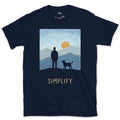 Simplify, Person and Dog on the Ridge design on a Navy Gildan Softstyle t-shirt