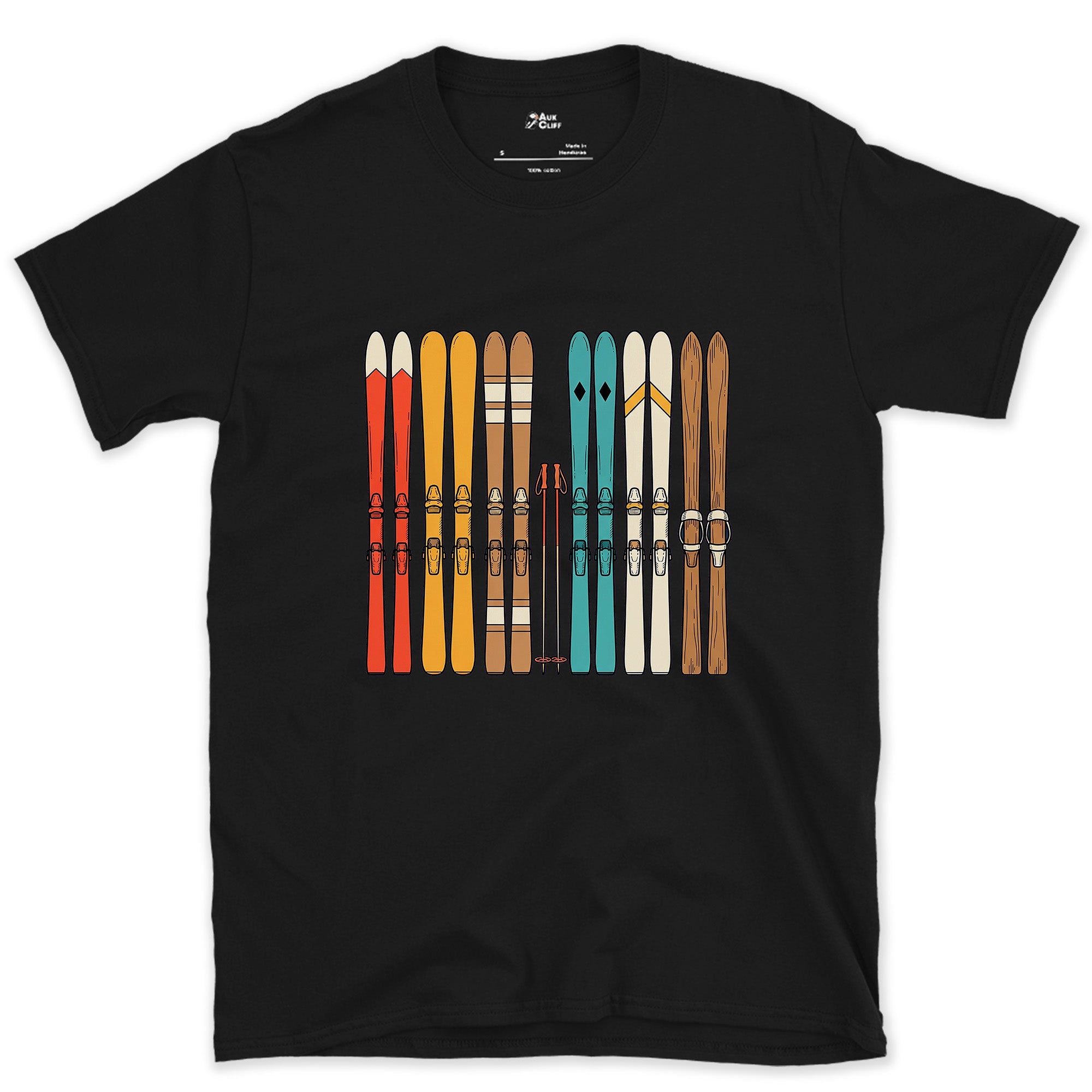 The Lineup at the Base of the Lift design on a Black Gildan Softstyle t-shirt