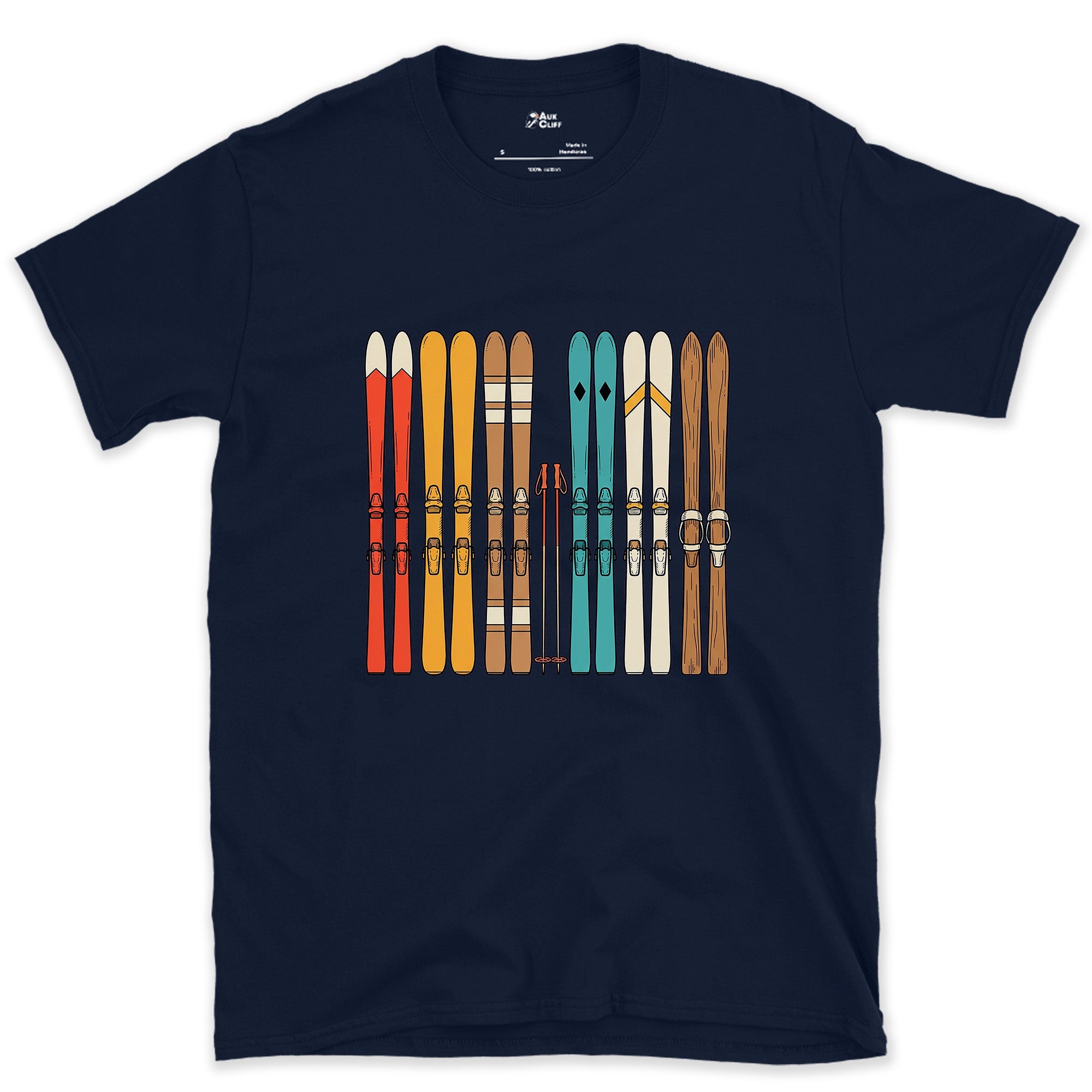 The Lineup at the Base of the Lift design on a Navy Gildan Softstyle t-shirt