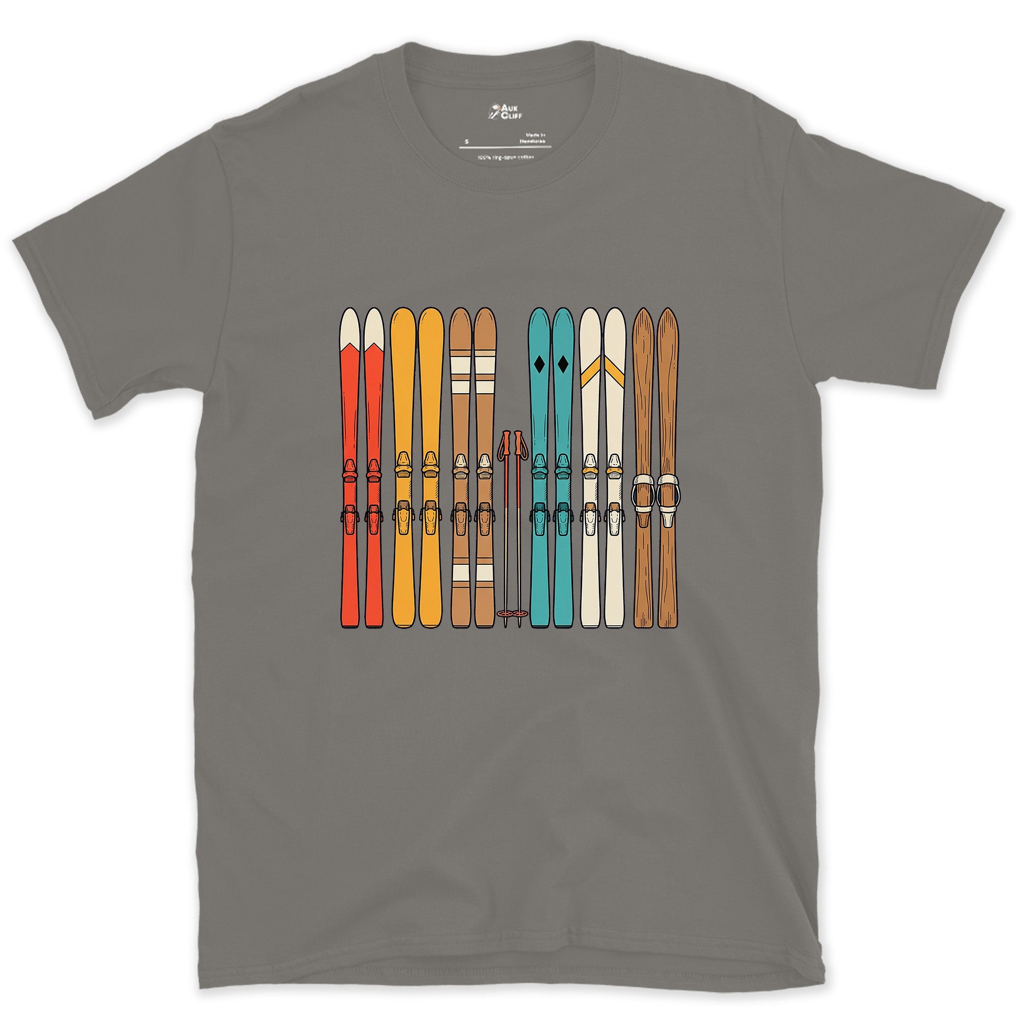 The Lineup at the Base of the Lift design on a Charcoal Gildan Softstyle t-shirt