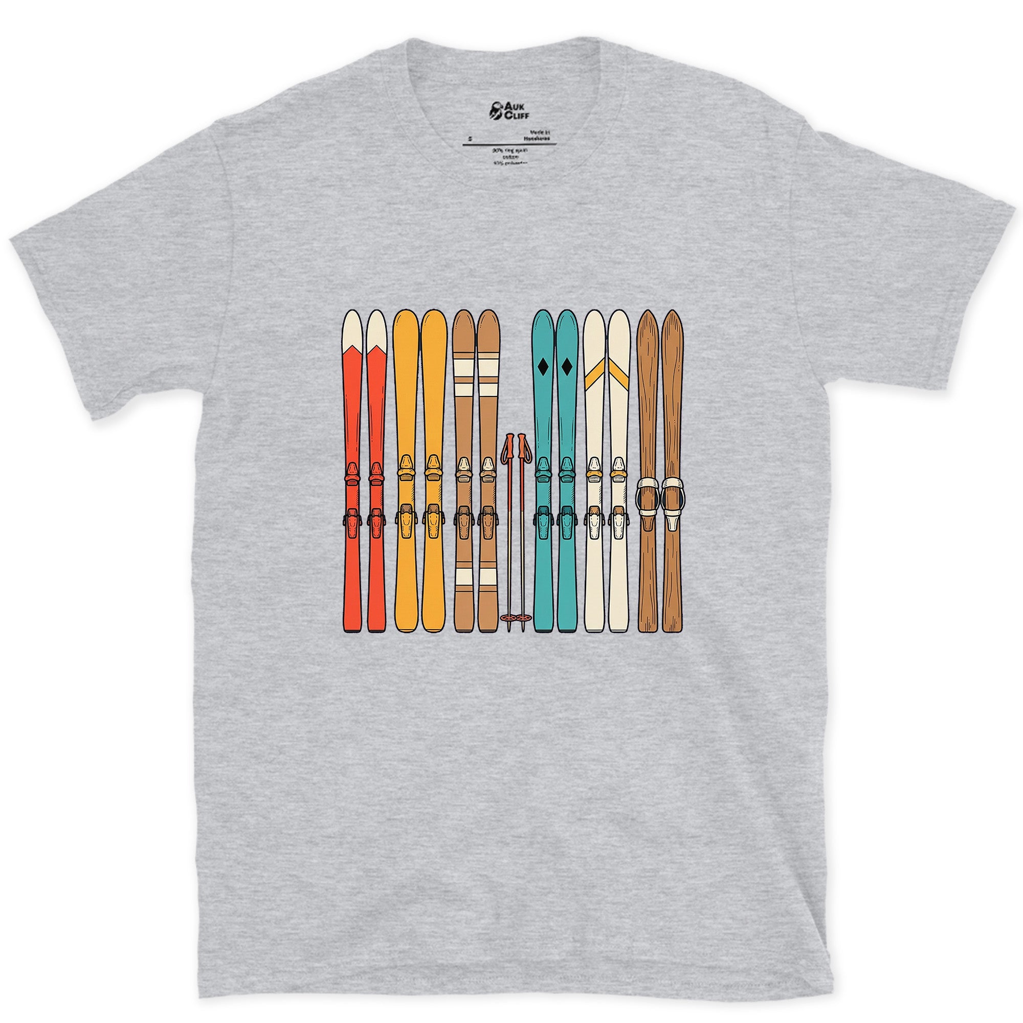 The Lineup at the Base of the Lift design on a Sport Grey Gildan Softstyle t-shirt