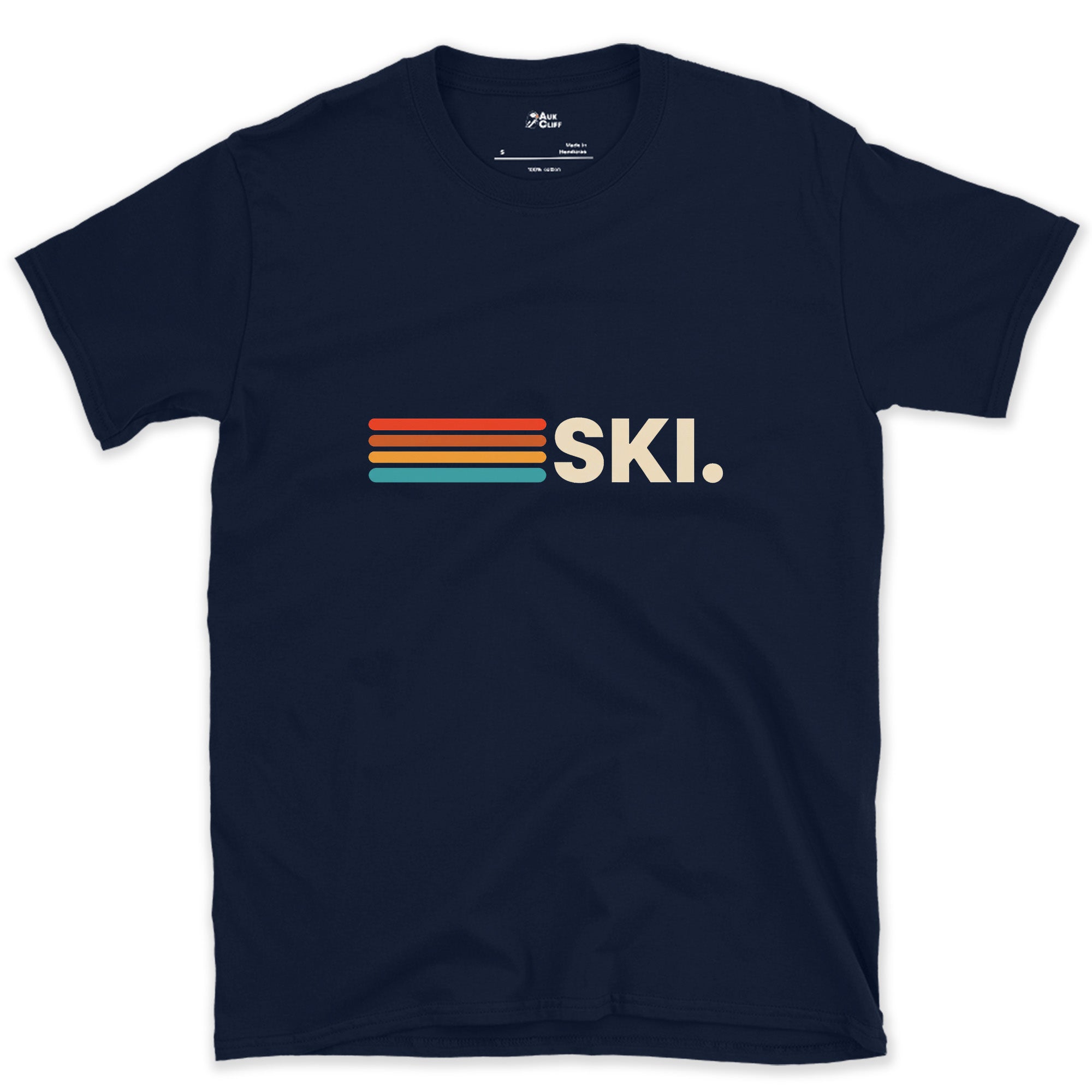 Already Decided, Ski Full Stop design on a Navy Gildan Softstyle t-shirt