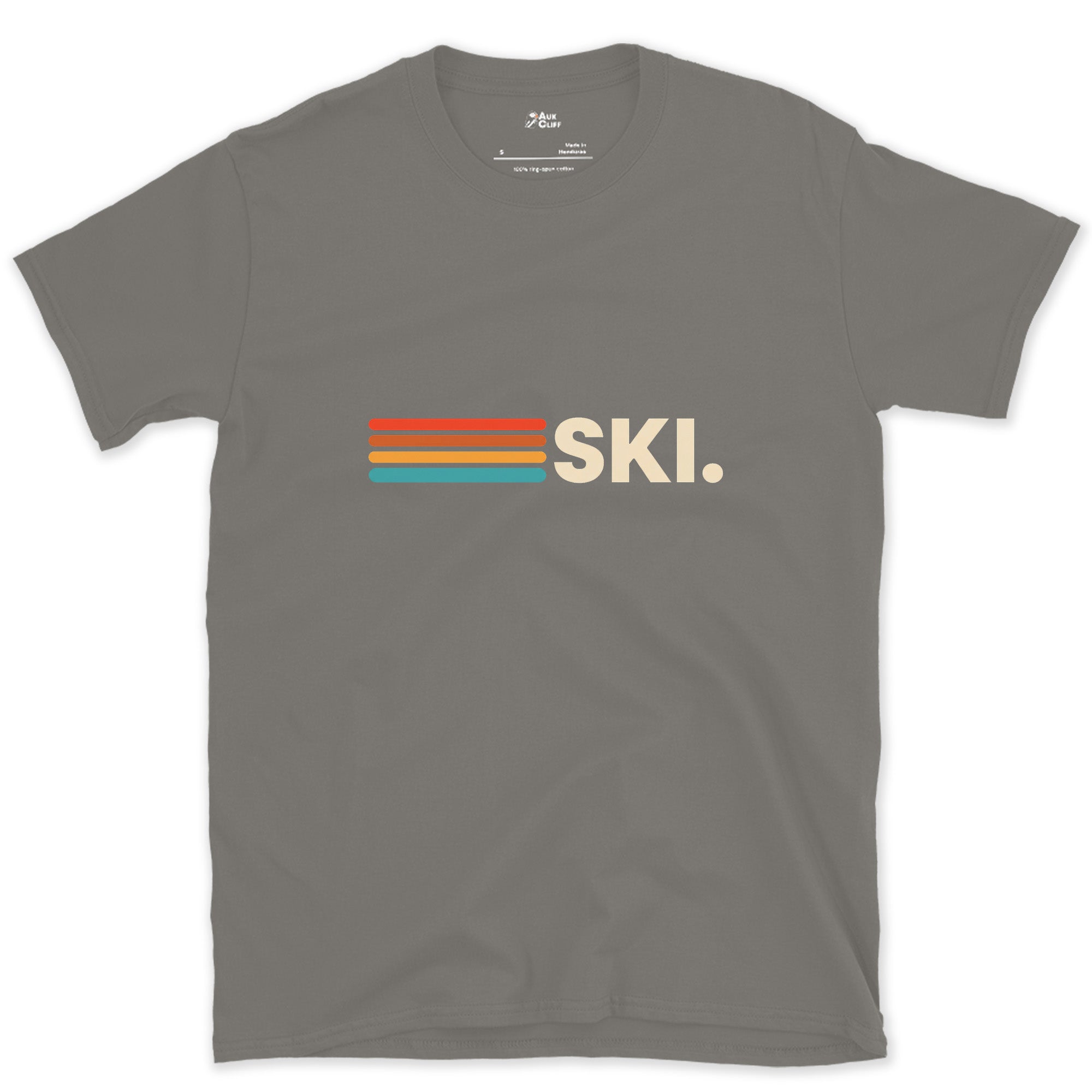 Already Decided, Ski Full Stop design on a Charcoal Gildan Softstyle t-shirt