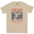 Skin Up, Slide Down, Snow Crew design on a Sand Gildan Softstyle t-shirt