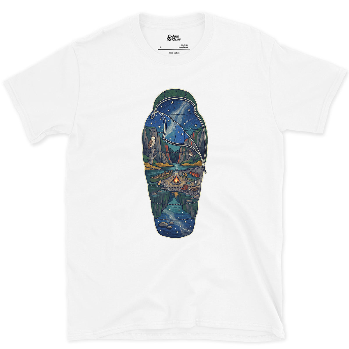 Sleeping Out Under the Stars design on a White Gildan Softstyle t-shirt