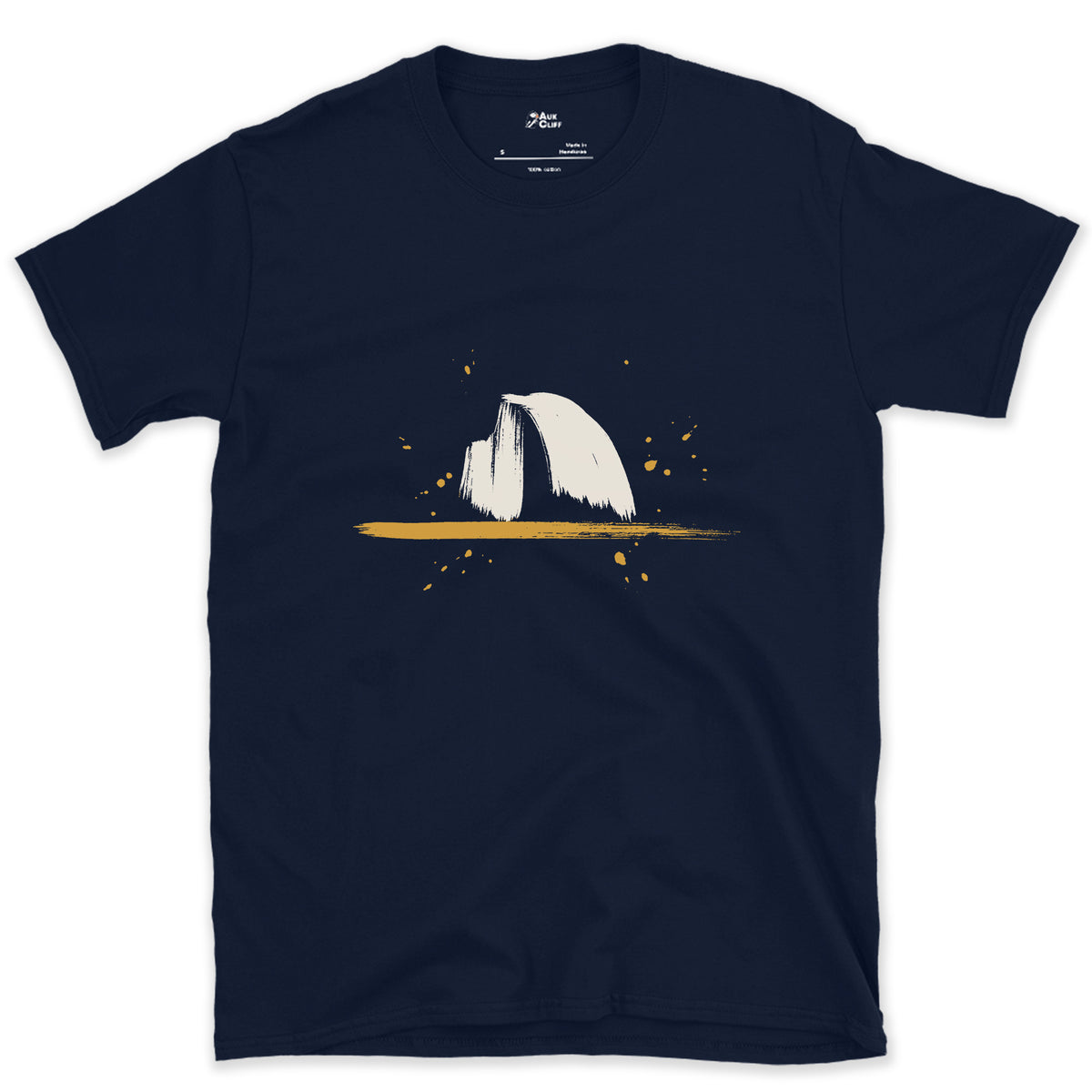 Sliced Clean in Half, Half Dome design on a Navy Gildan Softstyle t-shirt